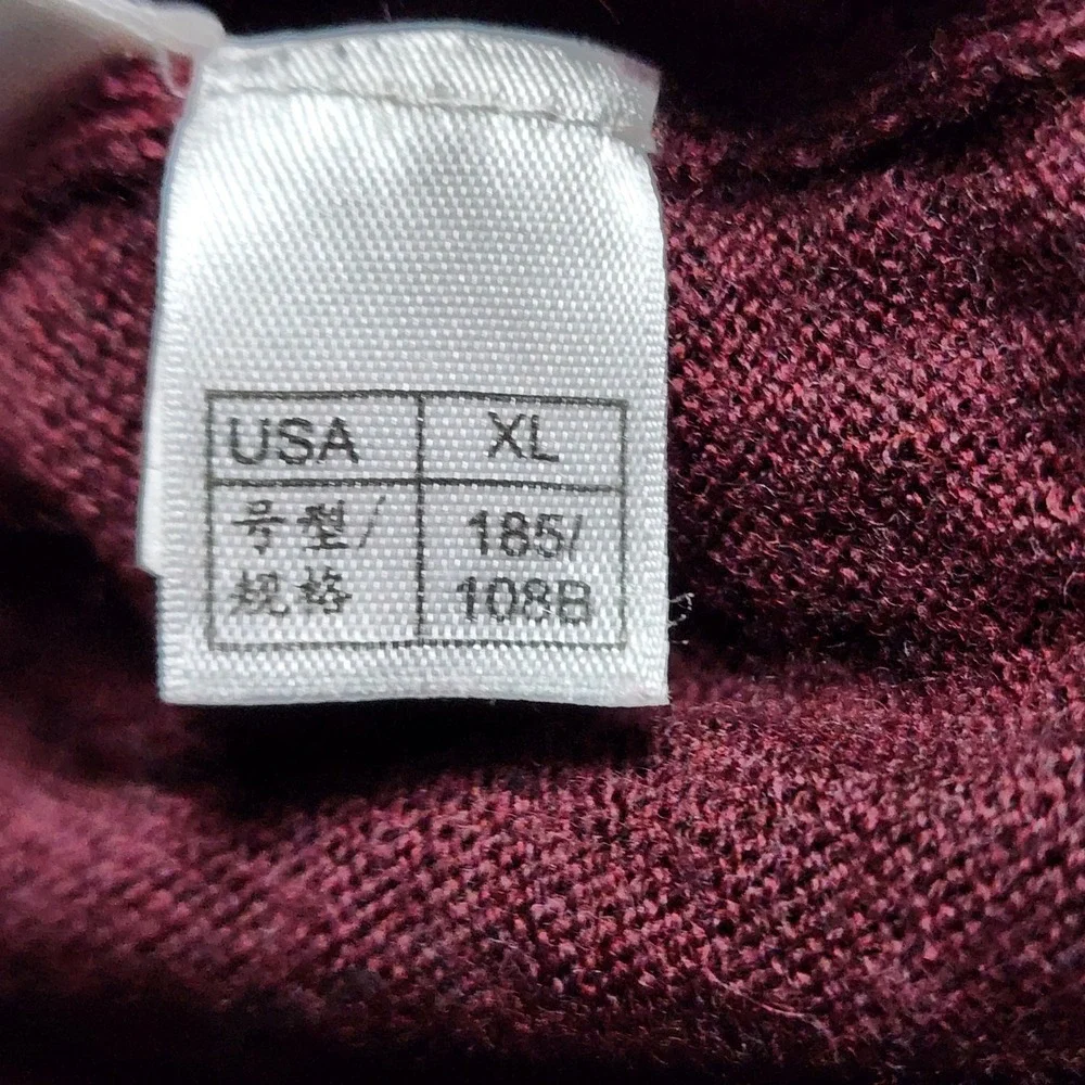Brooks Brothers Merino Wool Long Sleeve Polo Sweater Mens XL Burgundy 100006514